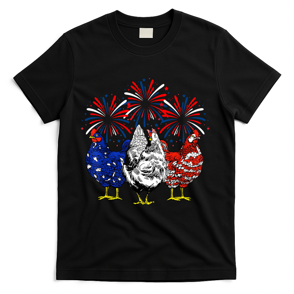 Chicken Usa Flag Patriotic Lover 4th Of July T-Shirt
