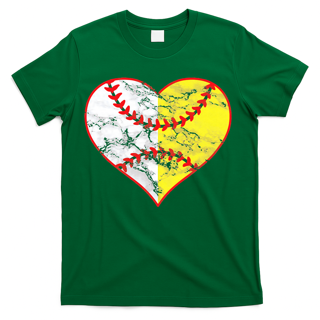 Womens Softball Heart Mom Women Baseball Ideas T-Shirt