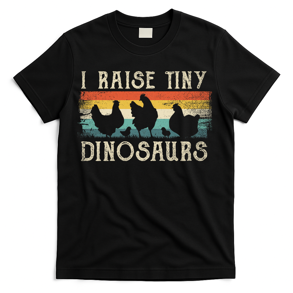 I Raise Tiny Dinosaurs Retro 70s Chicken Silhouette T-Shirt