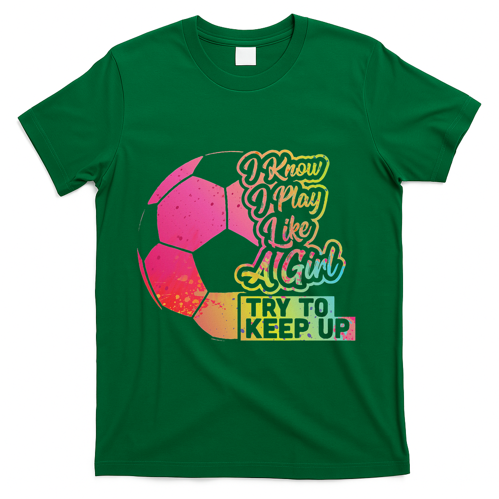 Soccer Girl Funny Gift Mom Daughter Play Like A Girl Soccer T-Shirt