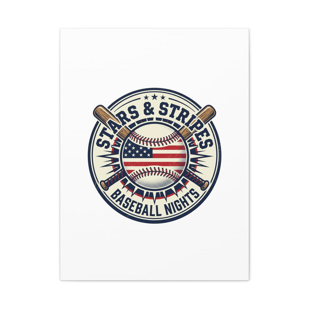 Stars & Stripes Baseball Nights Canvas | Patriotic Baseball Wall Art
