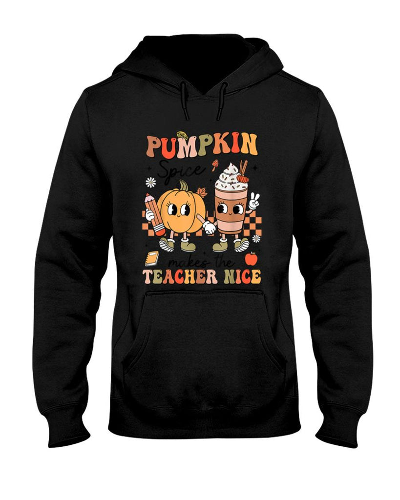 Groovy Pumpkin Spice Makes Teacher Nice Fall Thanksgiving T-Shirt