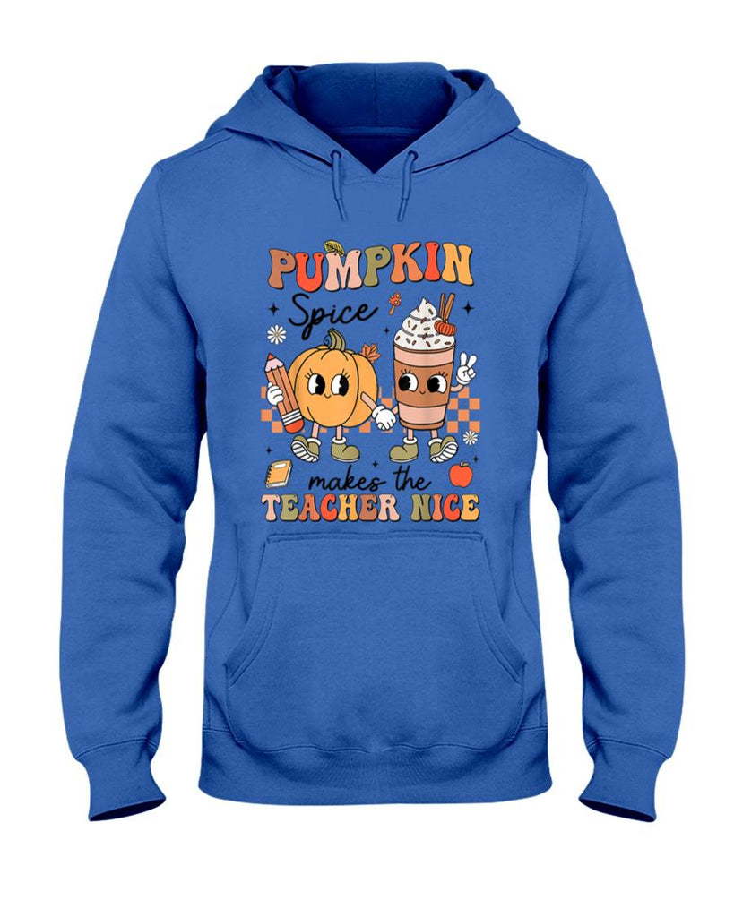 Groovy Pumpkin Spice Makes Teacher Nice Fall Thanksgiving T-Shirt