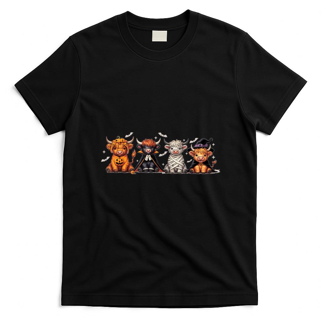 Halloween Shirt - Spooky Halloween Highland Cow Counted Cross Stitch Pattern T-Shirt