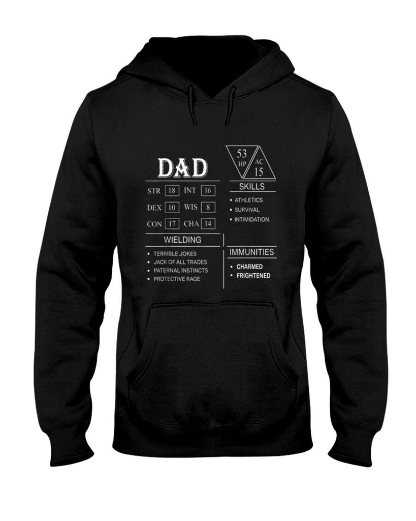 Roleplaying Dice Gamer Dragon Dad Stat Skills Wielding T-Shirt