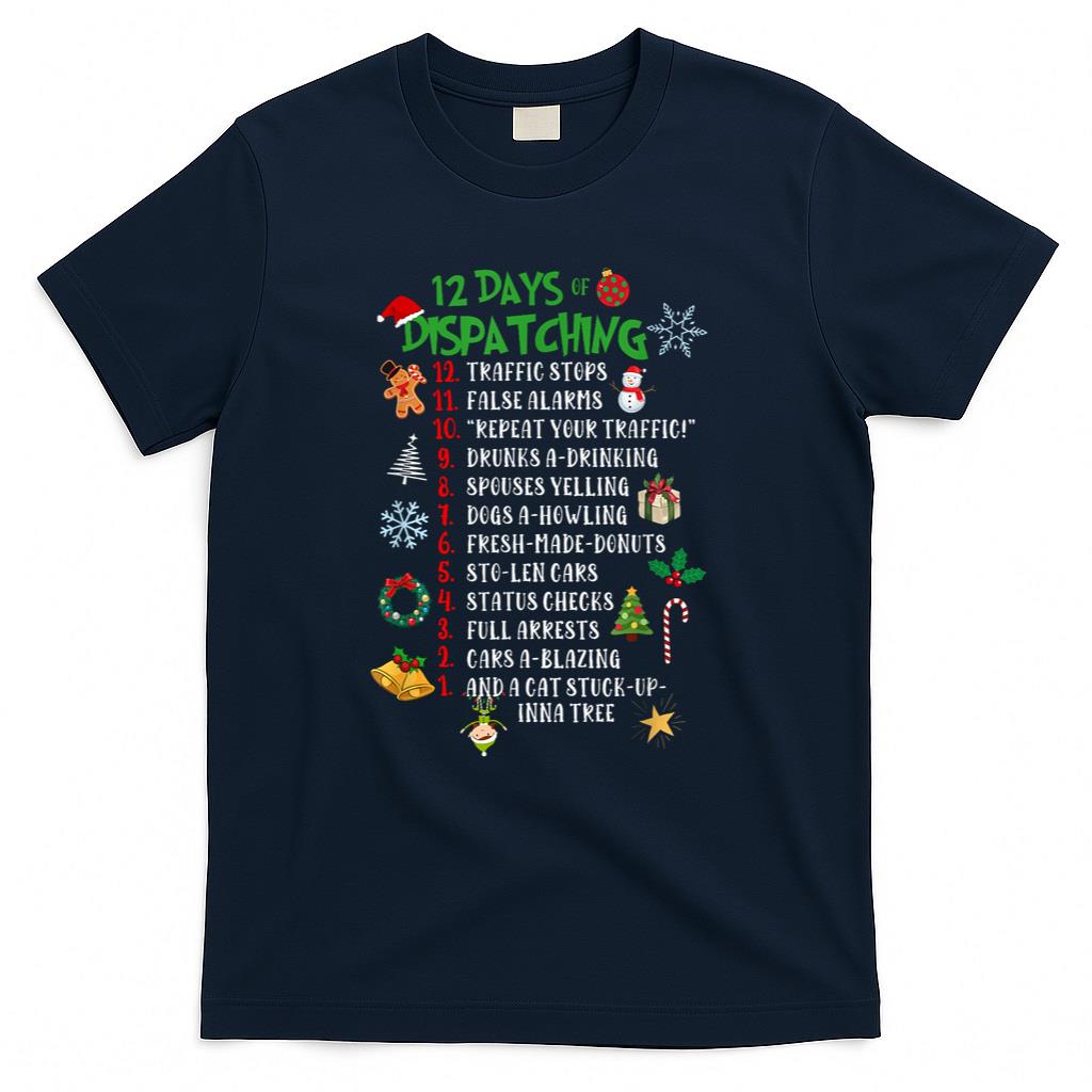 Funny 911 Dispatcher Christmas Gifts Police Thin Gold Line T-Shirt