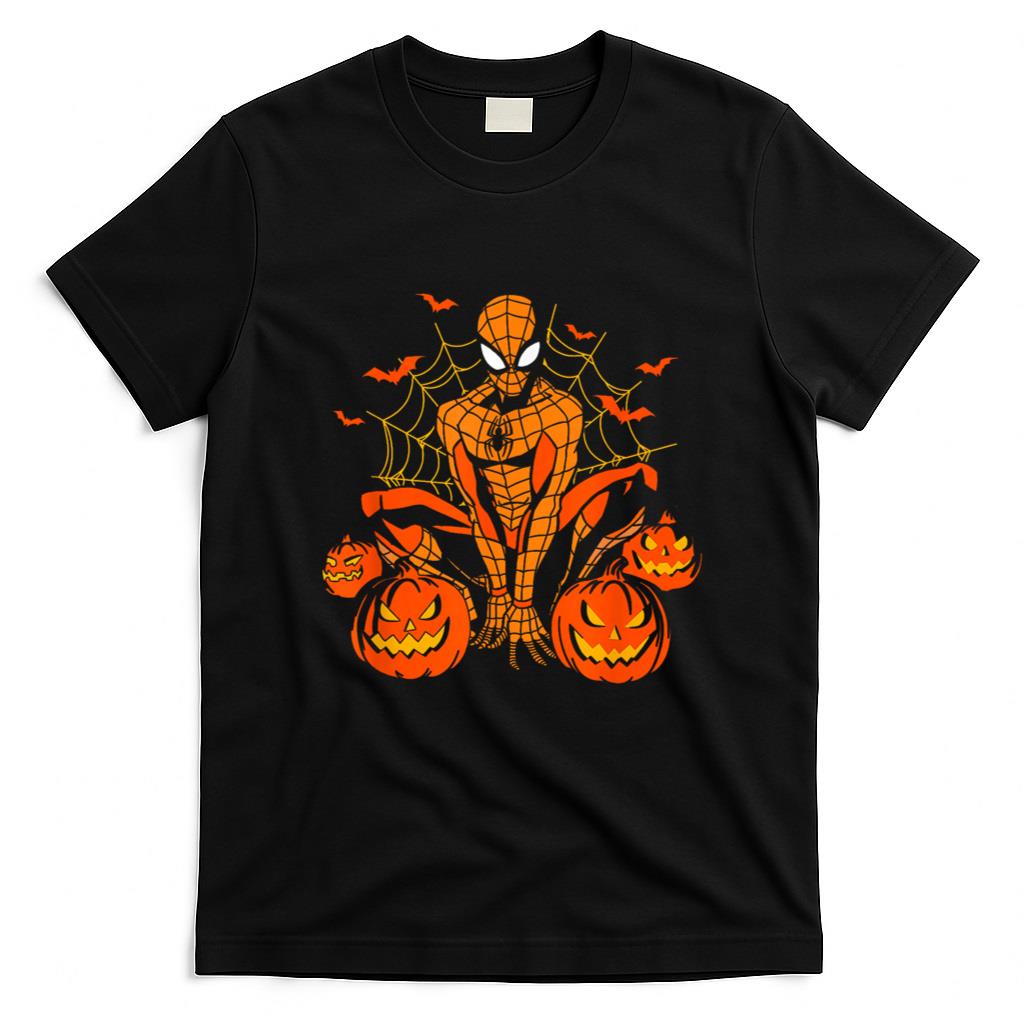 Halloween Shirt - Marvel Spider-Man Halloween Pumpkin Patch Spooky Logo T-Shirt