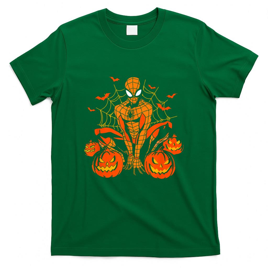 Halloween Shirt - Marvel Spider-Man Halloween Pumpkin Patch Spooky Logo T-Shirt