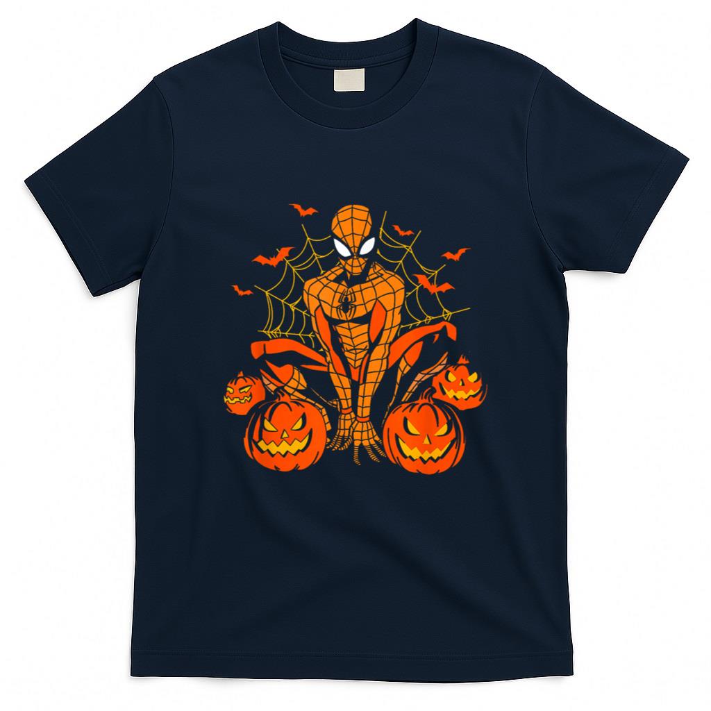 Halloween Shirt - Marvel Spider-Man Halloween Pumpkin Patch Spooky Logo T-Shirt