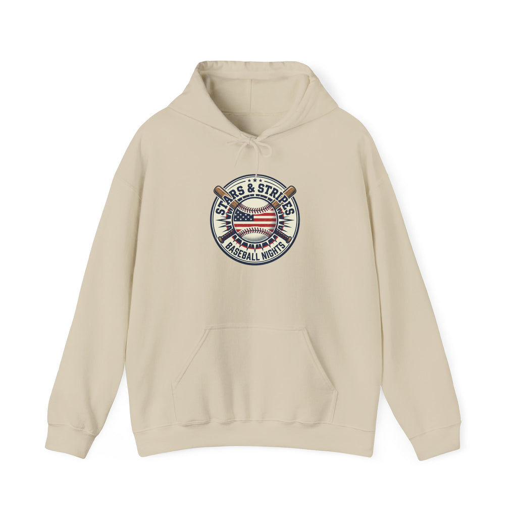 Stars & Stripes Baseball Hoodie | Patriotic Baseball Graphic, Vintage Ballpark Aesthetic
