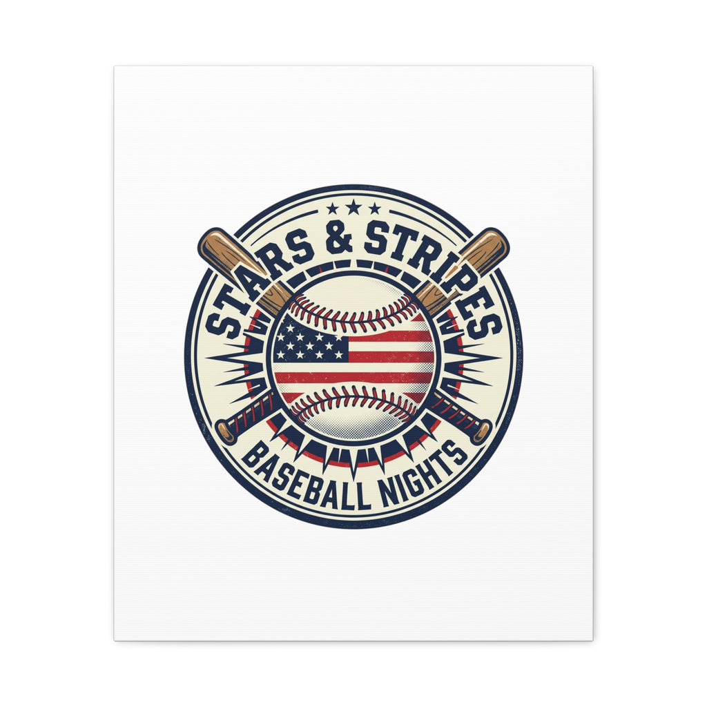 Stars & Stripes Baseball Nights Canvas | Patriotic Baseball Wall Art