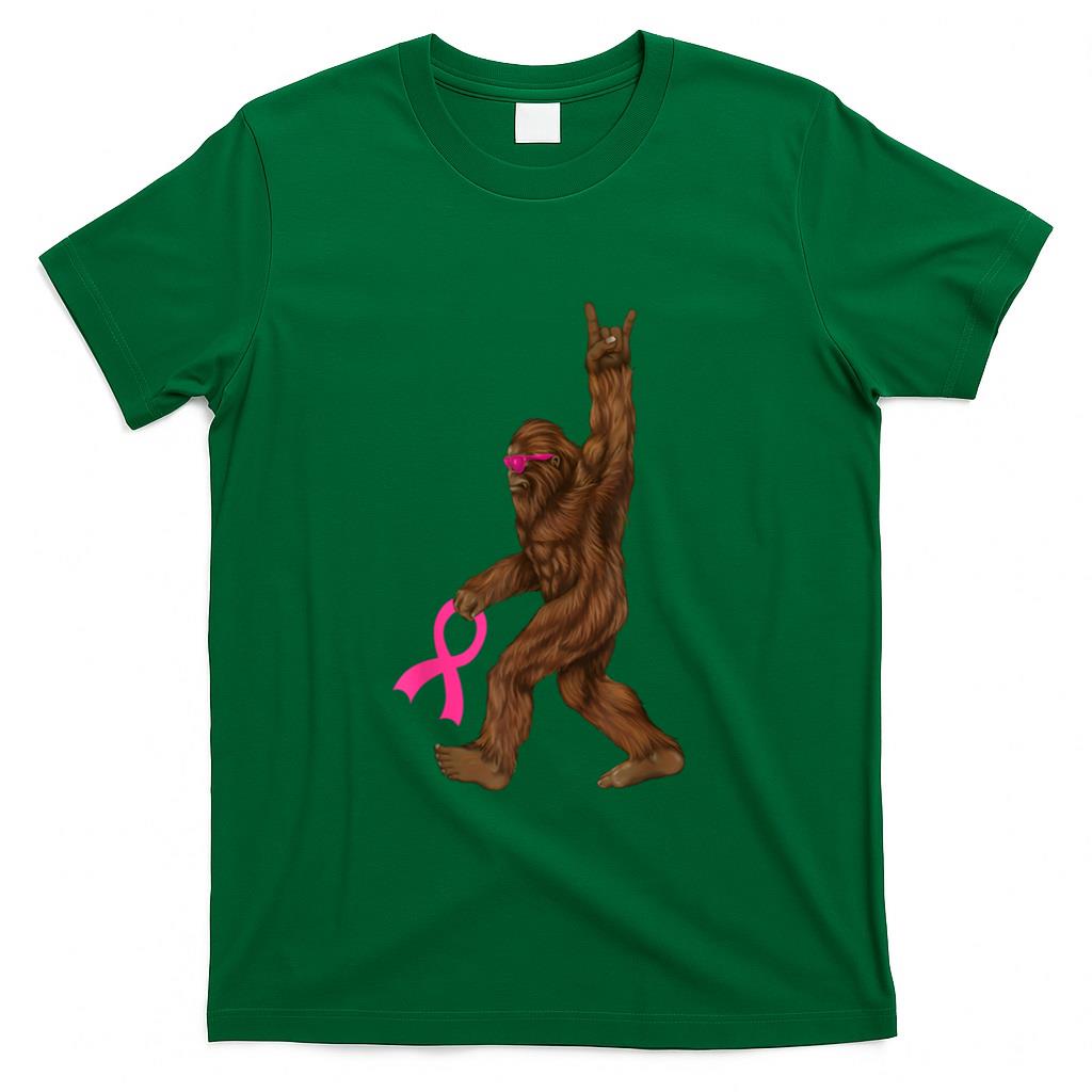 Bigfoot Breast Cancer Funny Sasquatch Pink Ribbon T-Shirt