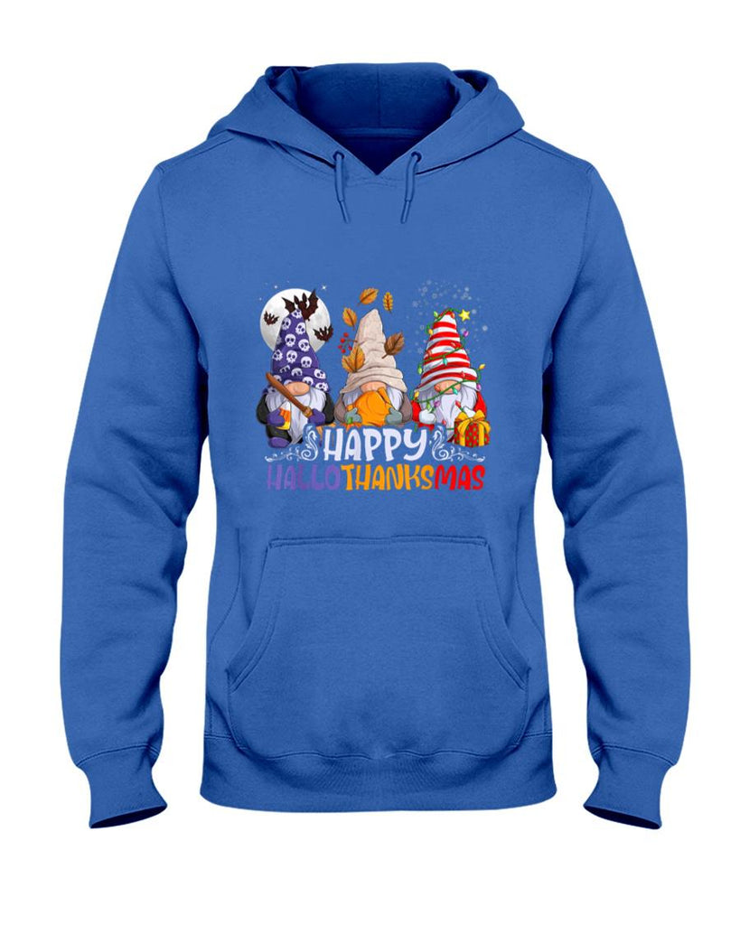 HalloThanksMas Gnomes Halloween Thanksgiving Christmas Happy T-Shirt