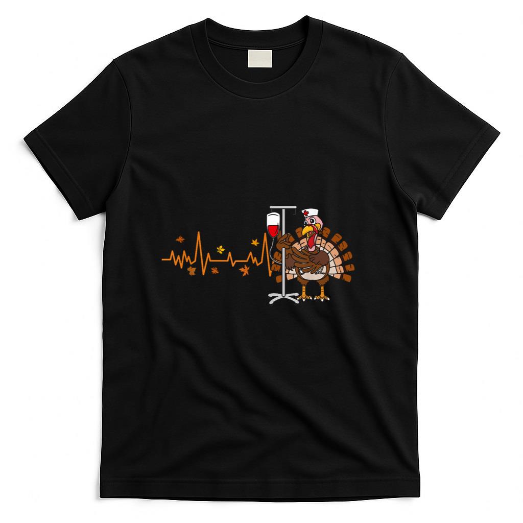 Heartbeat Turkey Nurse Thanksgiving Scrub Top Fall RN ICU ER T-Shirt