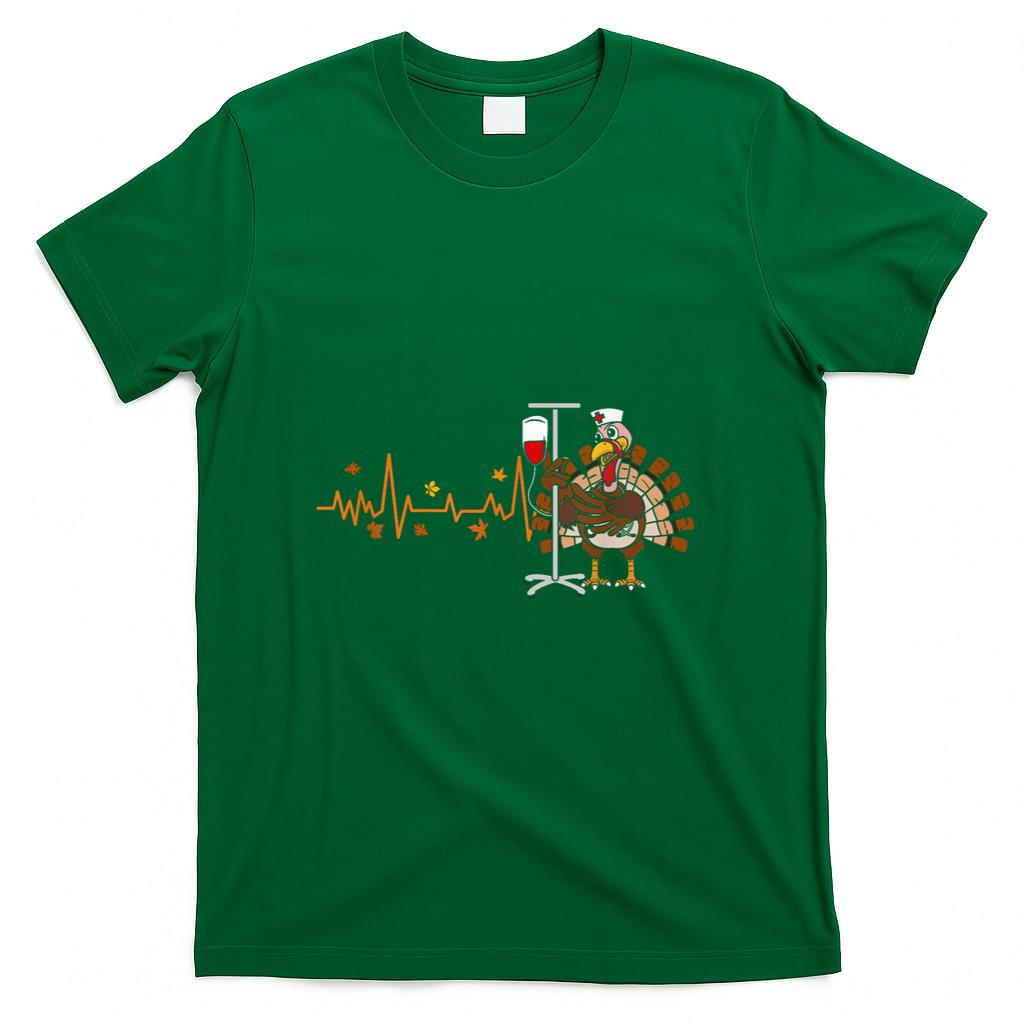 Heartbeat Turkey Nurse Thanksgiving Scrub Top Fall RN ICU ER T-Shirt