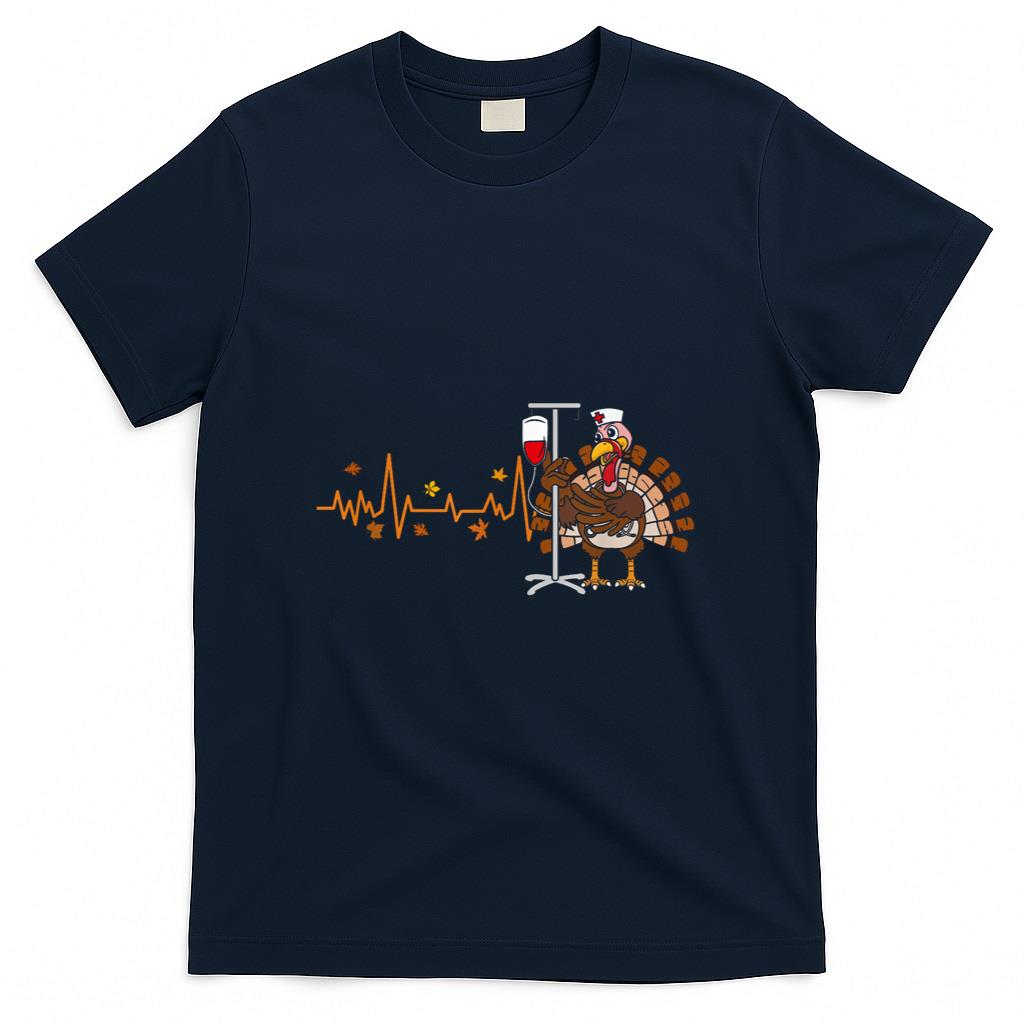 Heartbeat Turkey Nurse Thanksgiving Scrub Top Fall RN ICU ER T-Shirt