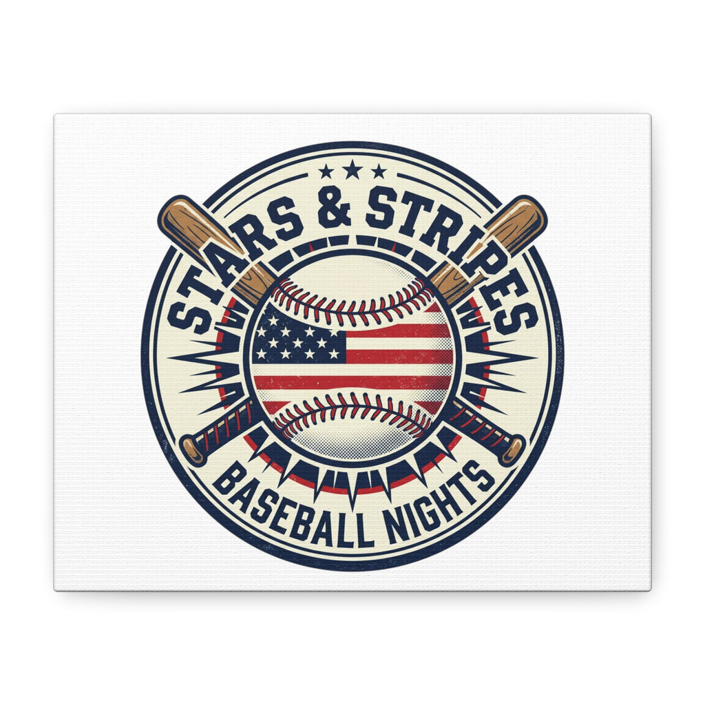 Stars & Stripes Baseball Nights Canvas | Patriotic Baseball Wall Art