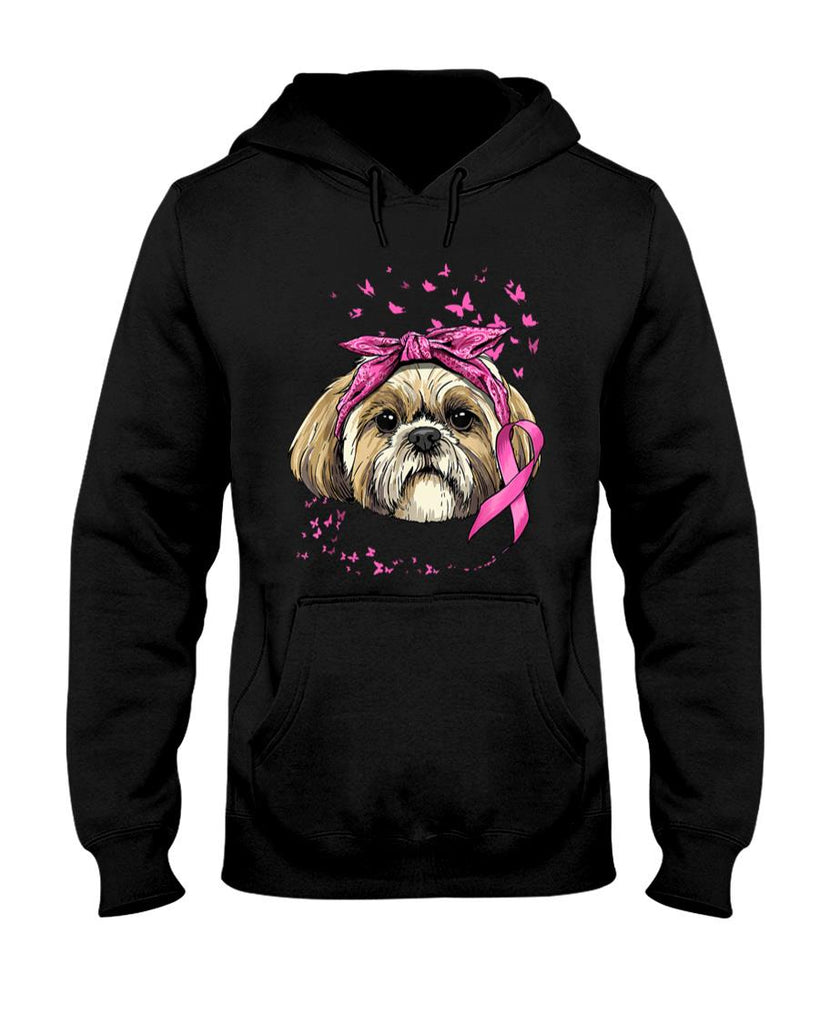 Breast Cancer Awareness Shih Tzu Dog Pink Ribbon Survivor T-Shirt
