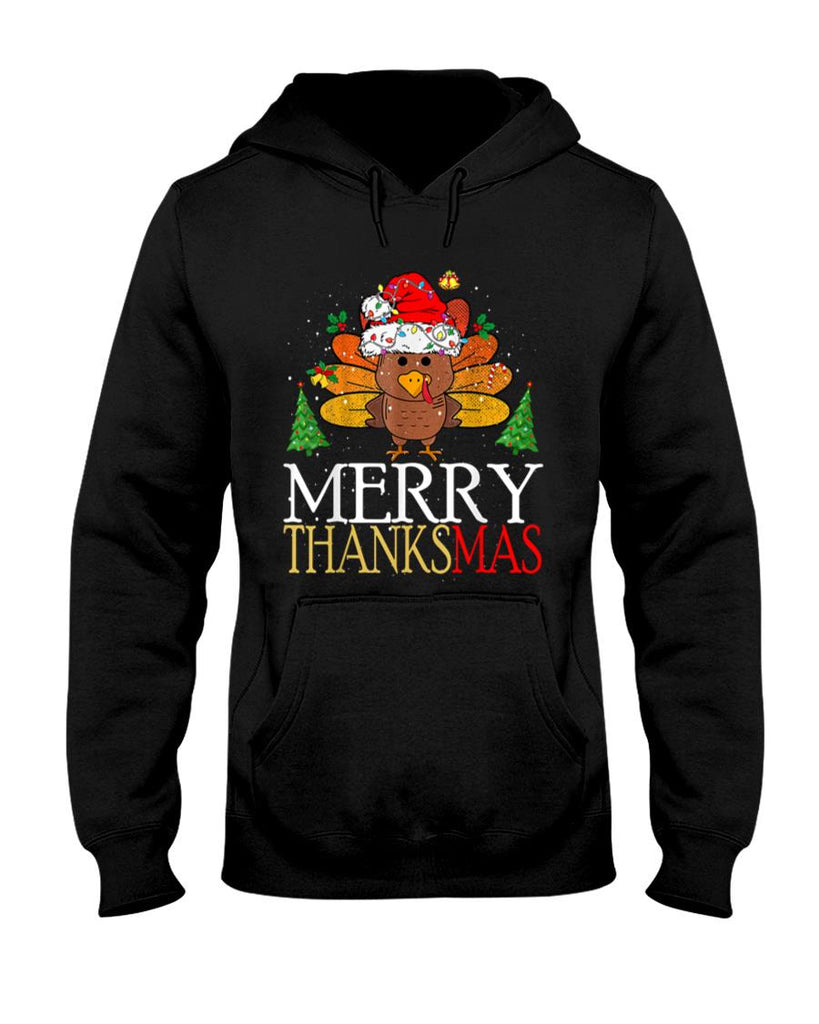 Merry Thanksmas Happy Thanksgiving Santa Turkey T-Shirt