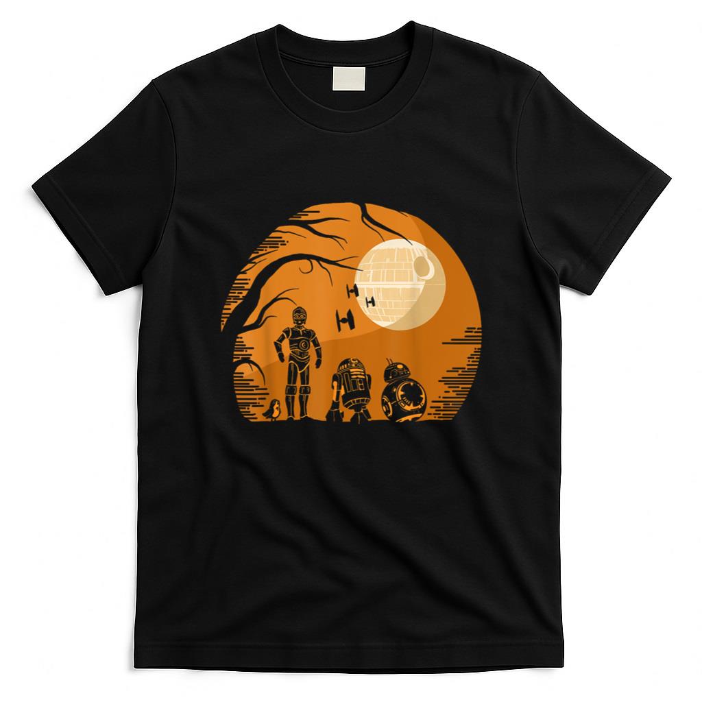 Halloween Shirt - Star Wars Droids Halloween Orange Hue Death Star Portrait T-Shirt