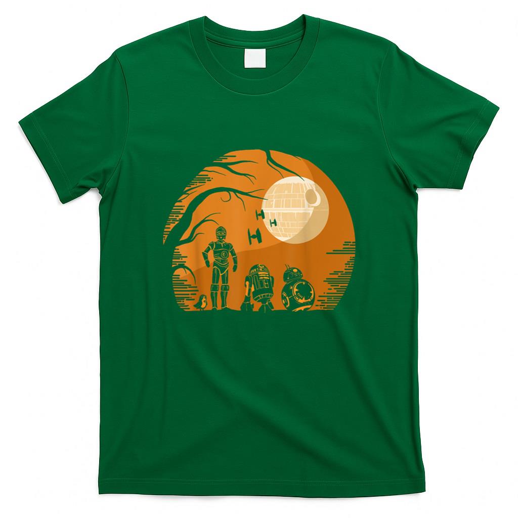Halloween Shirt - Star Wars Droids Halloween Orange Hue Death Star Portrait T-Shirt