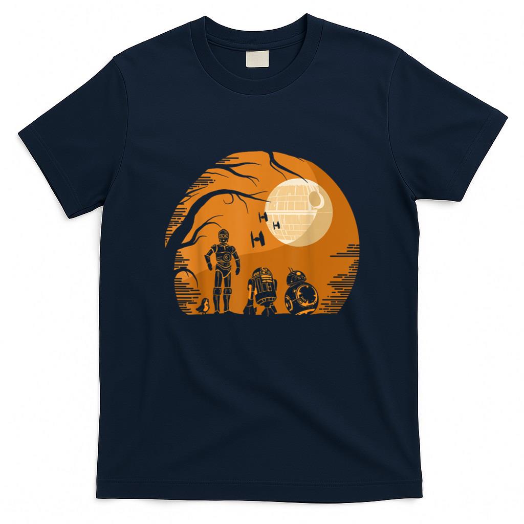Halloween Shirt - Star Wars Droids Halloween Orange Hue Death Star Portrait T-Shirt