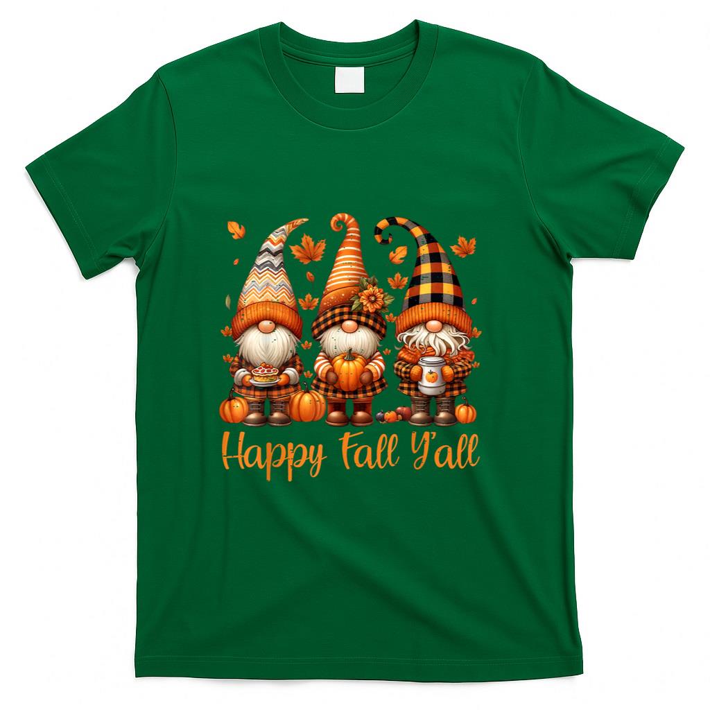 Happy Fall Yall Gnome Pumpkin Autumn Thanksgiving Men Women T-Shirt