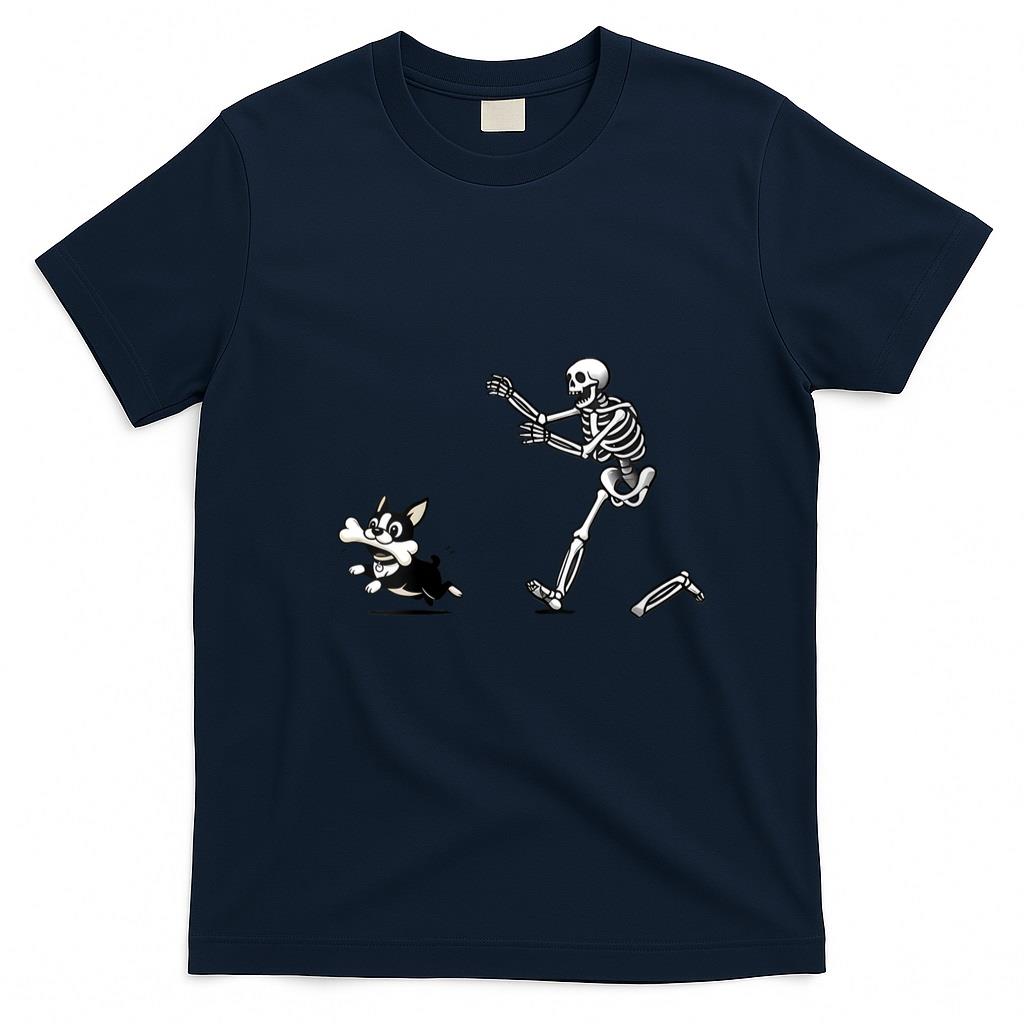 Pet Mom Halloween Shirt - Womens Funny Skeleton Chasing Terrier Halloween Dog Mom Pet Lover V-Neck T-Shirt