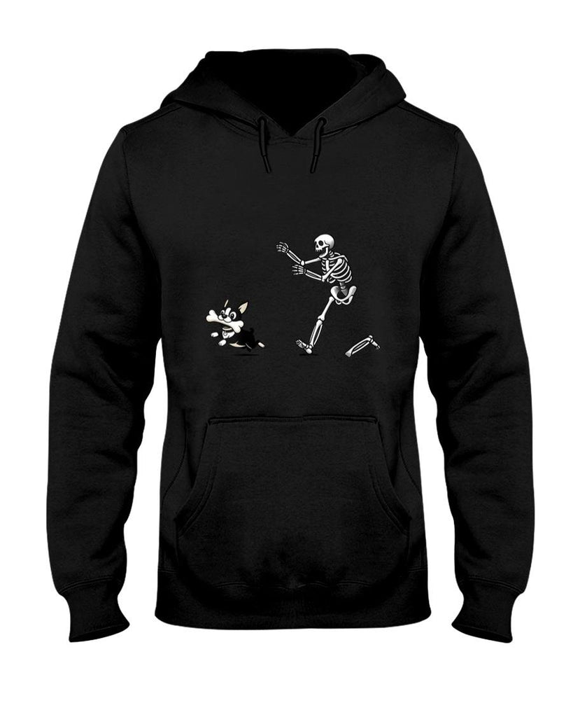 Pet Mom Halloween Shirt - Womens Funny Skeleton Chasing Terrier Halloween Dog Mom Pet Lover V-Neck T-Shirt