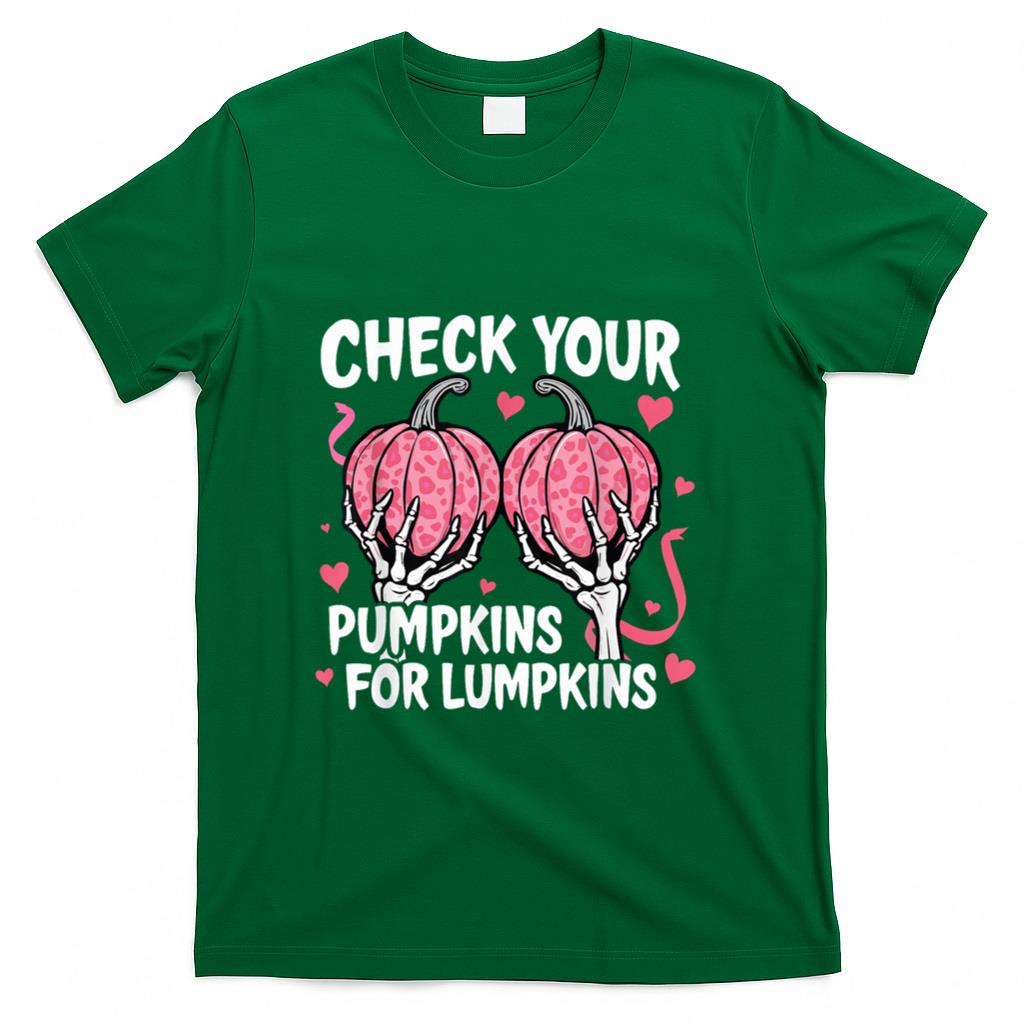 Check Your Pumpkins Breast Cancer Awareness Halloween Women T-Shirt_1