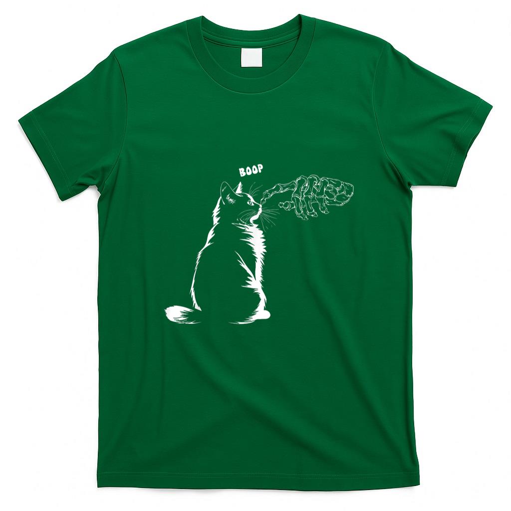 Pet Mom Halloween Shirt - Black Cat Skeleton Hand Boop Halloween Pet Women Girls Kids T-Shirt_1