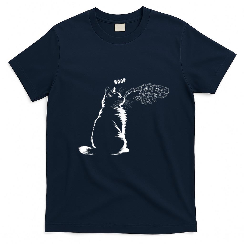 Pet Mom Halloween Shirt - Black Cat Skeleton Hand Boop Halloween Pet Women Girls Kids T-Shirt_1