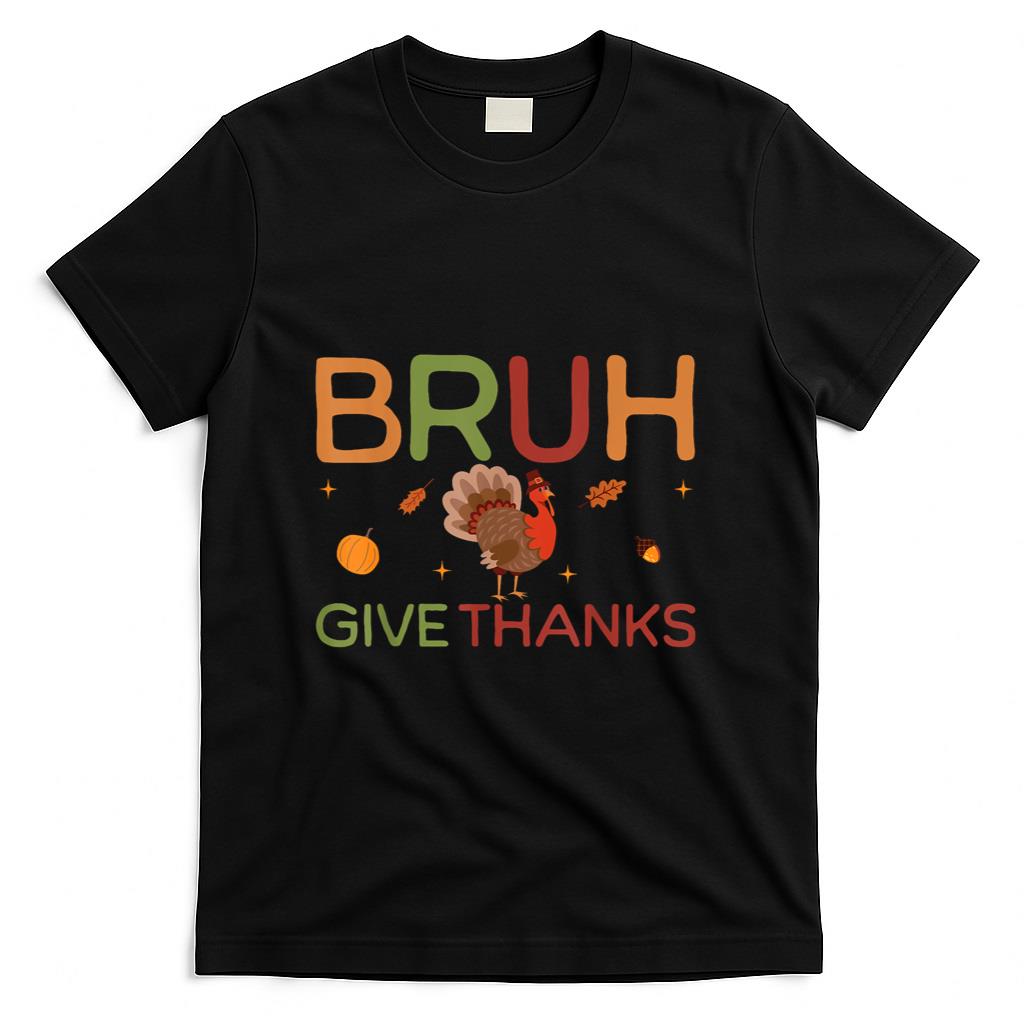 Bruh Meme Funny Thanksgiving Turkey Boys Mens Thankful T-Shirt