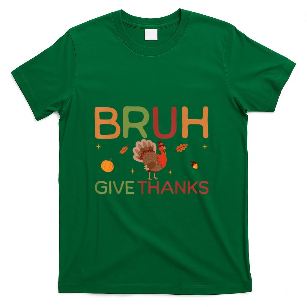 Bruh Meme Funny Thanksgiving Turkey Boys Mens Thankful T-Shirt