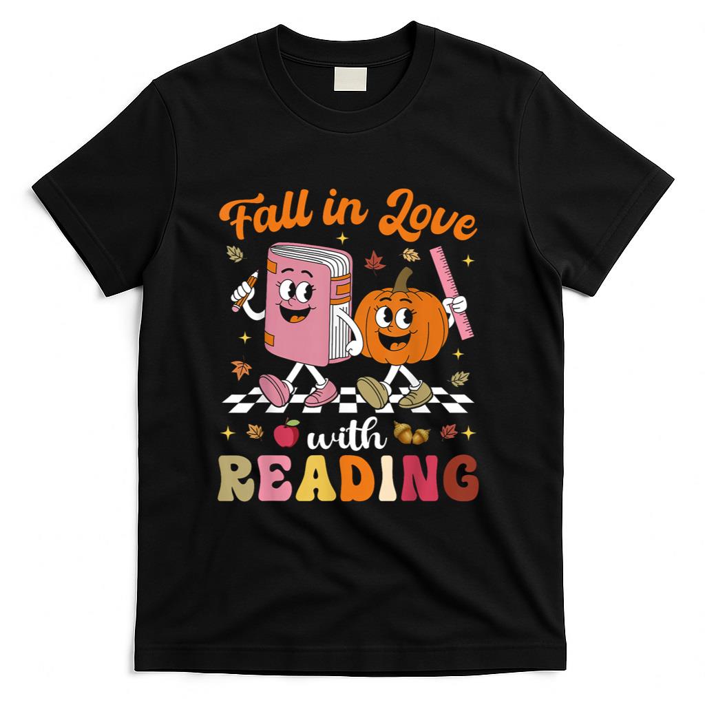 Retro Fall in Love with Learning Pumpkin Autumn Teacher T-Shirt