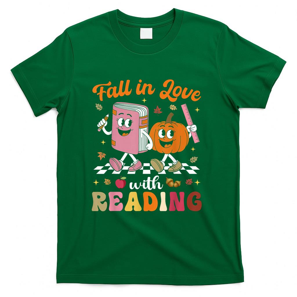 Retro Fall in Love with Learning Pumpkin Autumn Teacher T-Shirt