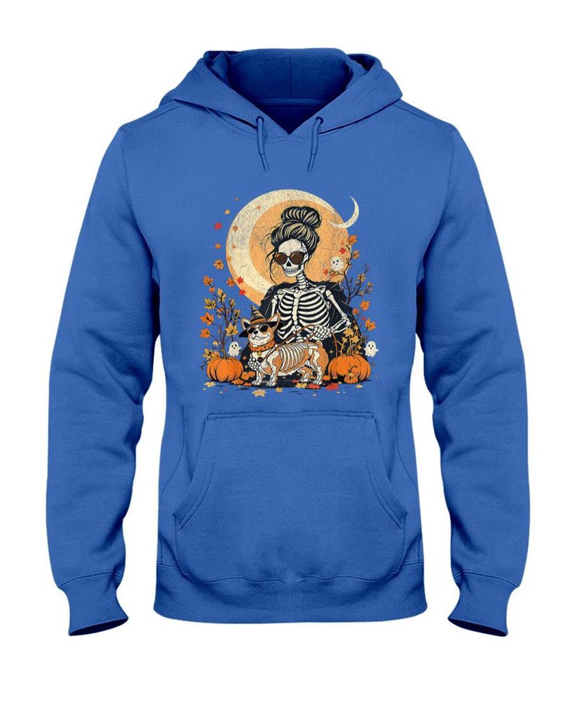 Pet Mom Halloween Shirt - The Corgi Mom Skeleton Halloween Night Walk Dog Lovers T-Shirt