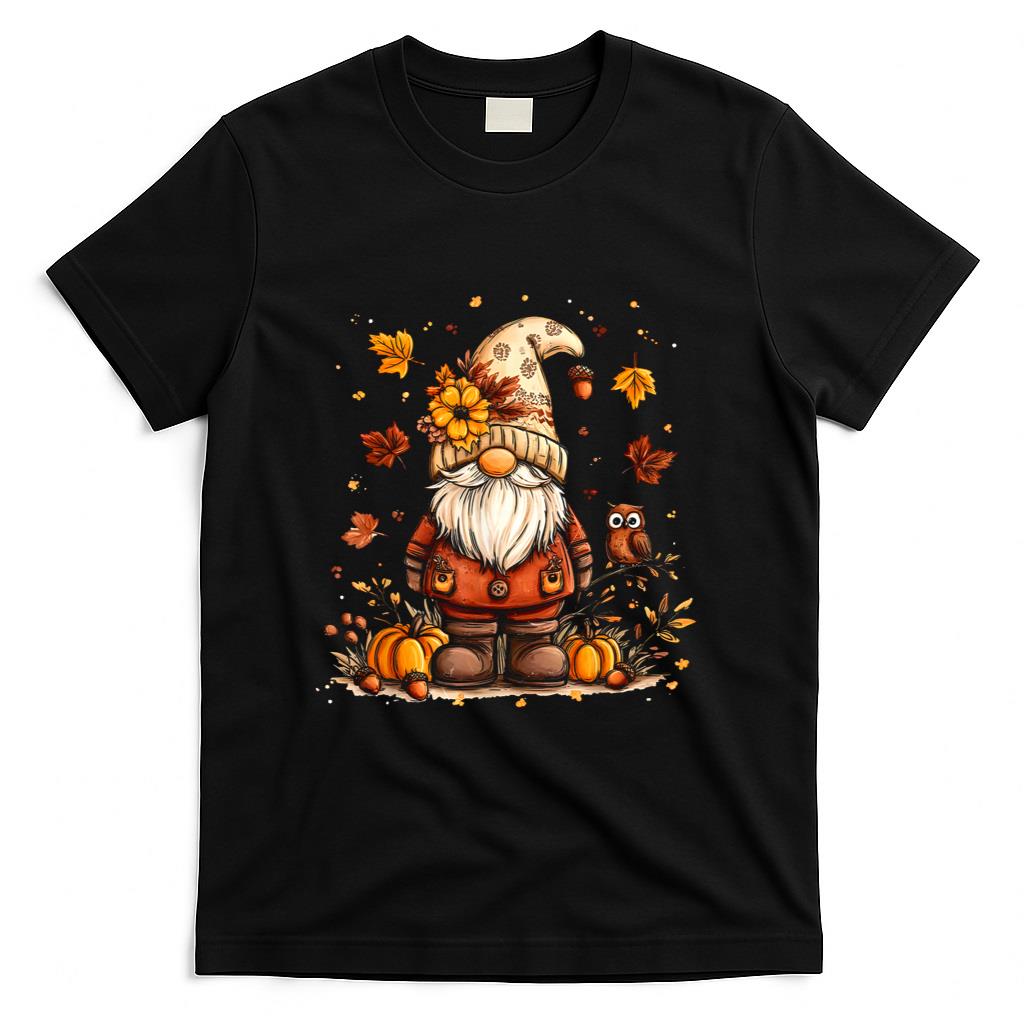 Funny Peace Gnome Halloween Thanksgiving Pumpkin Autumn Fall T-Shirt