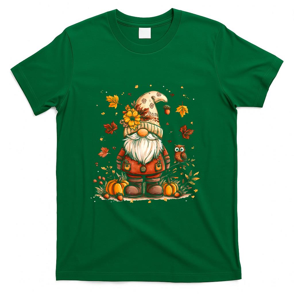 Funny Peace Gnome Halloween Thanksgiving Pumpkin Autumn Fall T-Shirt