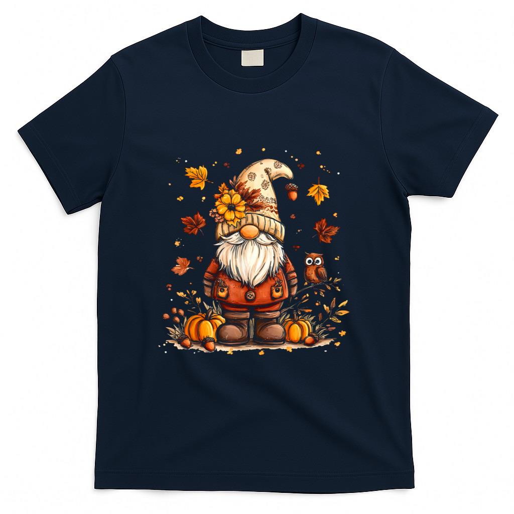 Funny Peace Gnome Halloween Thanksgiving Pumpkin Autumn Fall T-Shirt