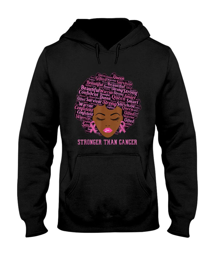 Black Women Queen Stronger Than Breast Cancer Pink Ribbon T-Shirt