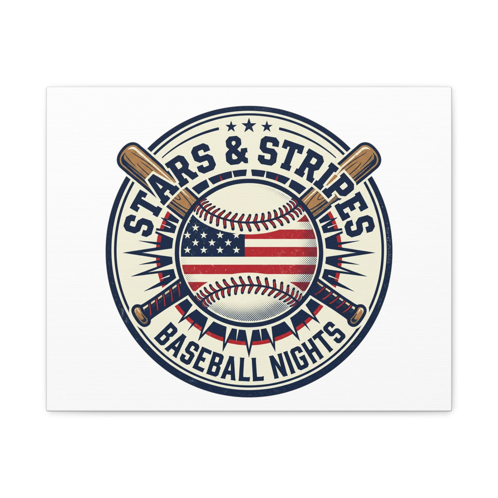 Stars & Stripes Baseball Nights Canvas | Patriotic Baseball Wall Art