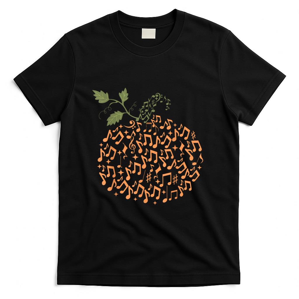 Music Notes Pumpkin Fall Music Teacher Autumn Halloween T-Shirt