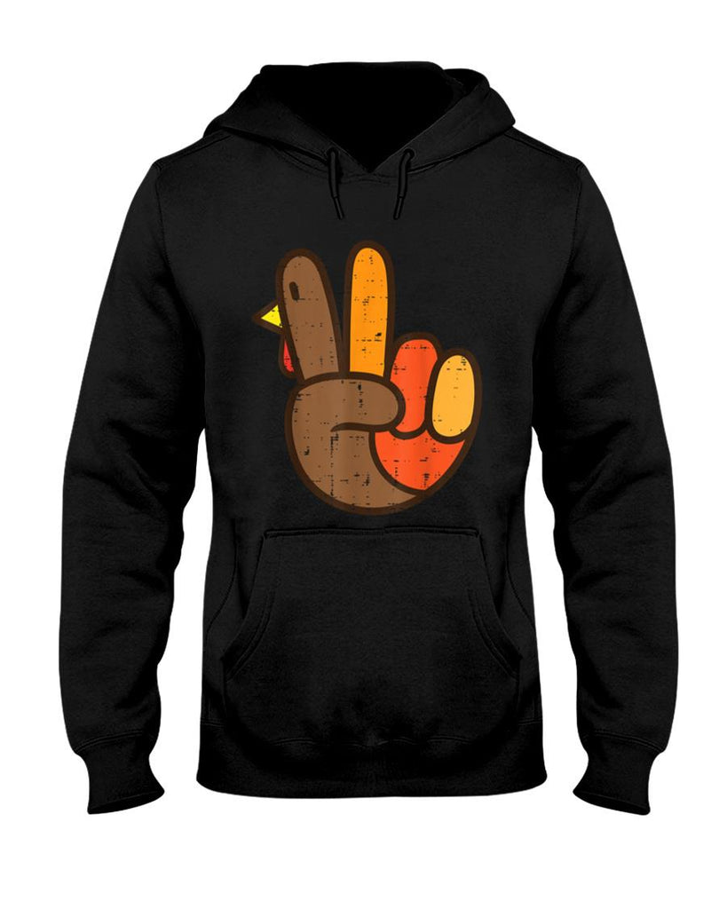 Peace Sign Turkey Hand Cool Thanksgiving Hippie Men Women T-Shirt
