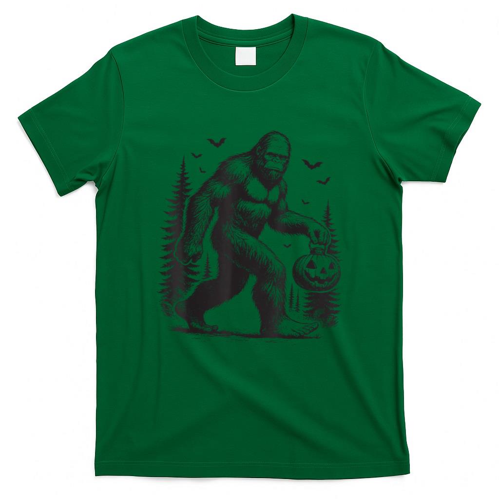 Halloween Shirt - Spooky Halloween Bigfoot Pumskin Shirt Men Women T-Shirt