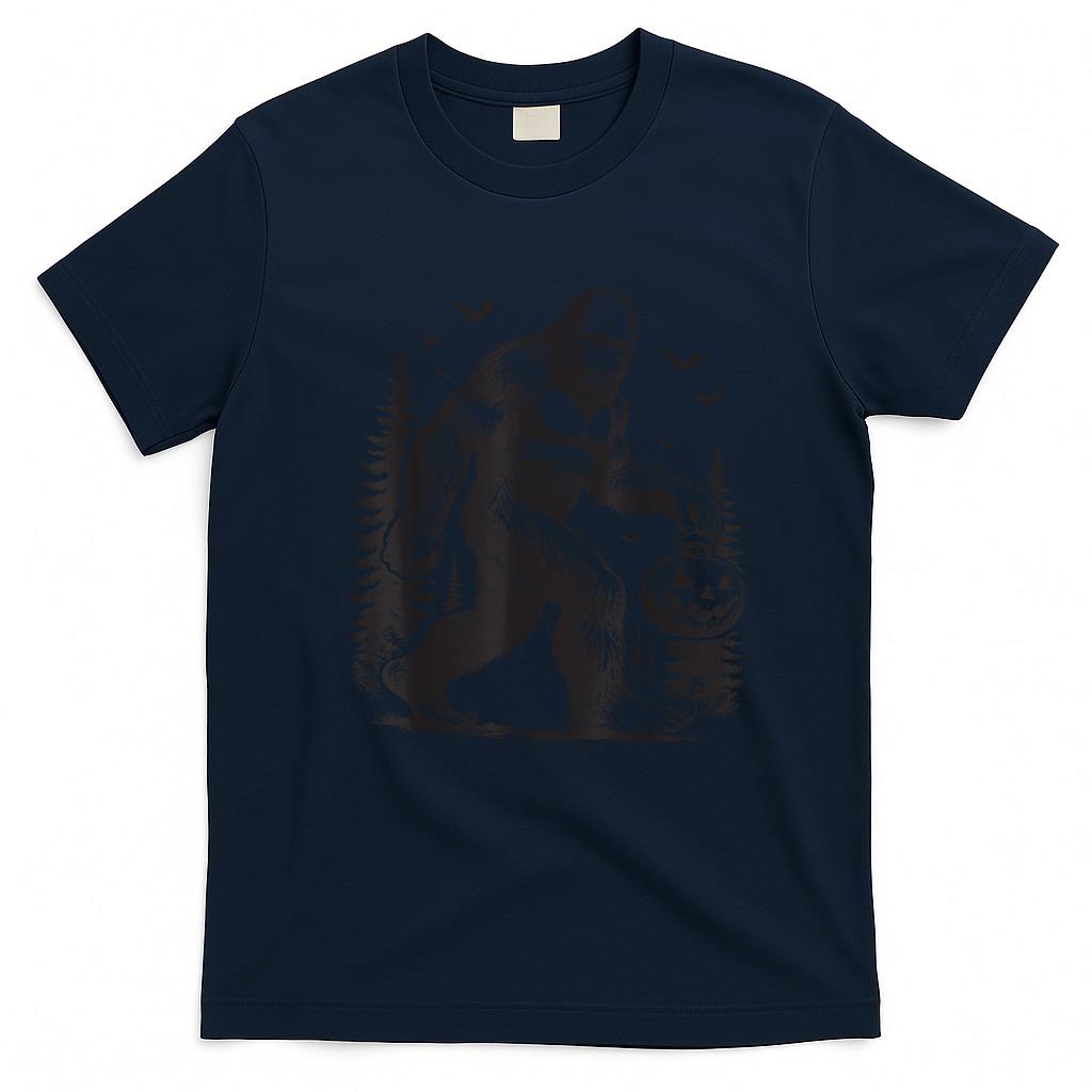 Halloween Shirt - Spooky Halloween Bigfoot Pumskin Shirt Men Women T-Shirt