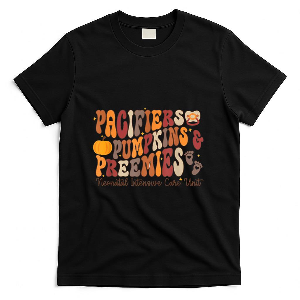 Retro Pacifiers Pumpkins Preemies Thanksgiving NICU Nurse T-Shirt