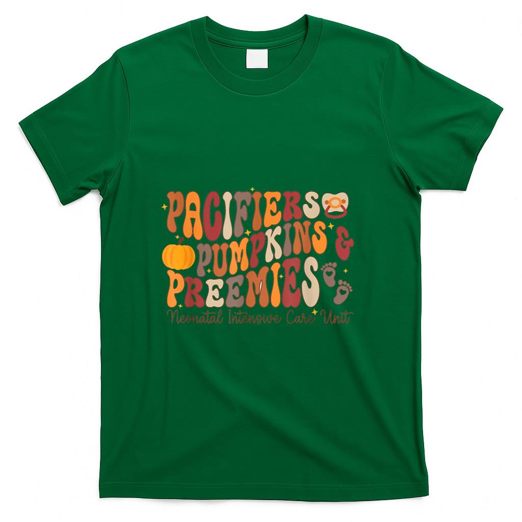 Retro Pacifiers Pumpkins Preemies Thanksgiving NICU Nurse T-Shirt