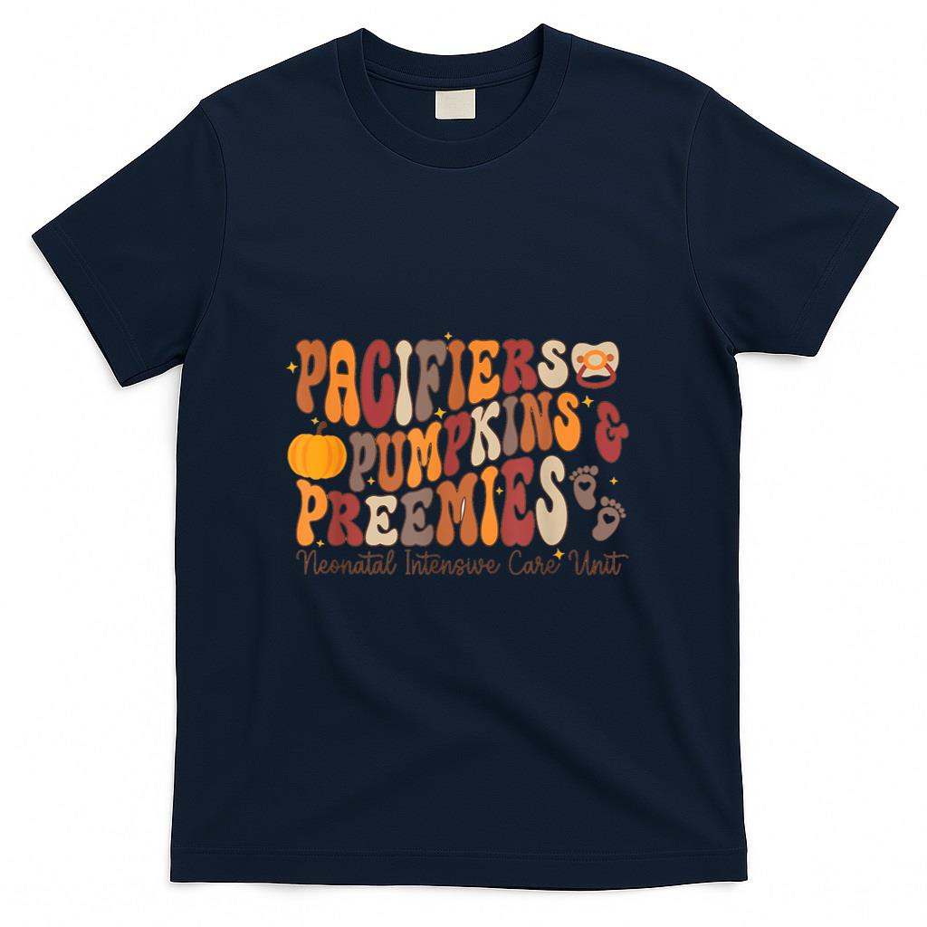 Retro Pacifiers Pumpkins Preemies Thanksgiving NICU Nurse T-Shirt