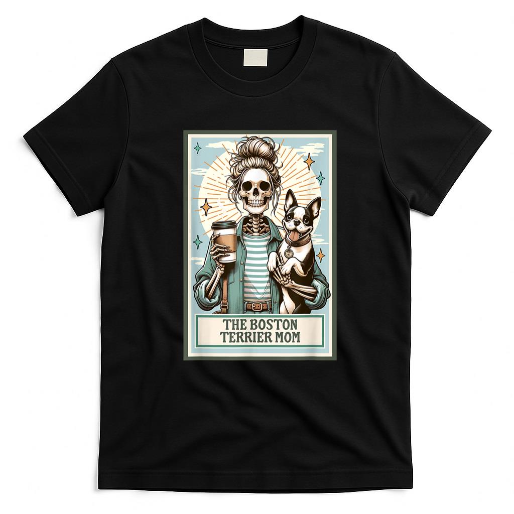 Pet Mom Halloween Shirt - The Boston Terrier Mom Skeleton Gift Spooky Season Halloween T-Shirt